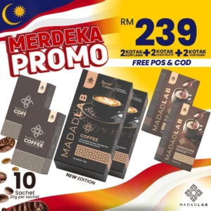 MERDEKA - MIX 6 BOX - 2 KOPI MADAD VERSI ASAL + 2 COKLAT + 2 KOPI MADAD SPECIAL EDITION